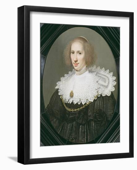 Portrait of a Lady with a Lace Collar and Pearls-Milllo Bortoluzzi-Framed Giclee Print