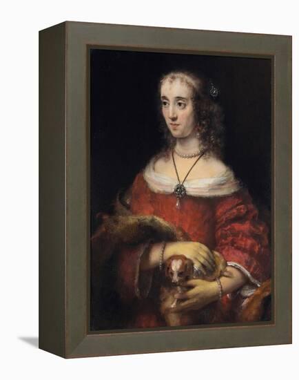 Portrait of a Lady with a Lap Dog, Ca 1665-Rembrandt van Rijn-Framed Premier Image Canvas