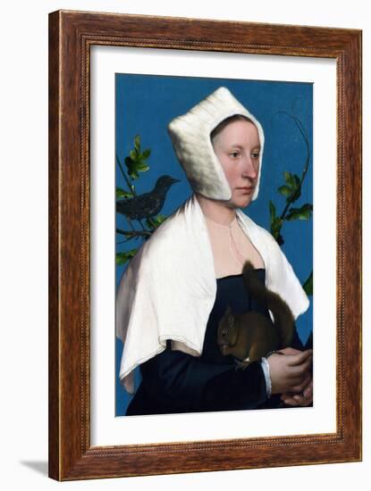 Portrait of a Lady with a Squirrel and a Starling-Hans Holbein the Younger-Framed Art Print