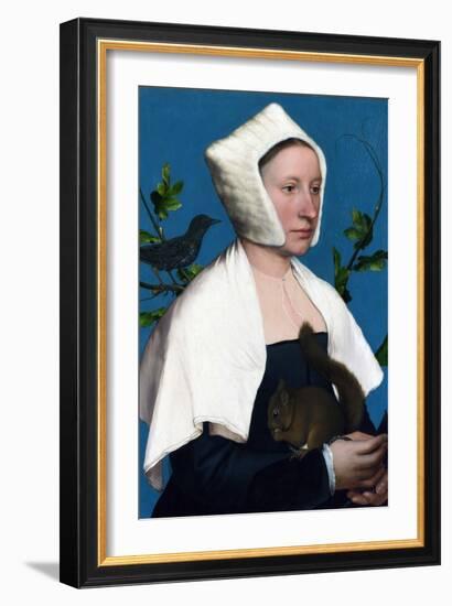 Portrait of a Lady with a Squirrel and a Starling-Hans Holbein the Younger-Framed Art Print