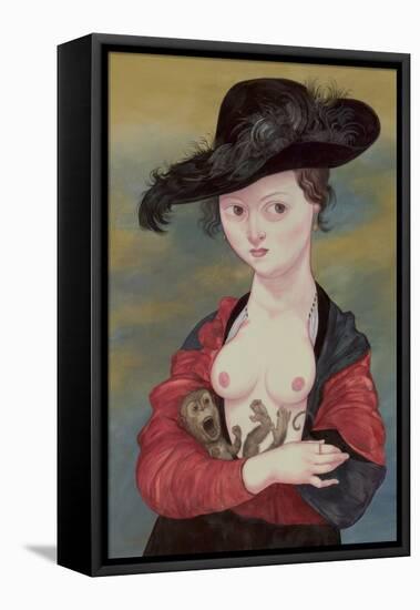 Portrait of A Lady with A Titi, 2016 (Acrylic Paint on Illustration Board)-Anita Kunz-Framed Premier Image Canvas