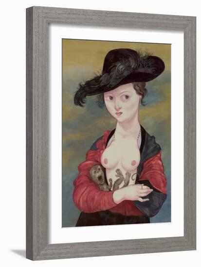 Portrait of A Lady with A Titi, 2016 (Acrylic Paint on Illustration Board)-Anita Kunz-Framed Giclee Print