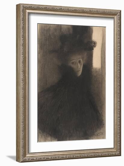 Portrait of a Lady with Cape and Hat, 1897-1898-Gustav Klimt-Framed Giclee Print