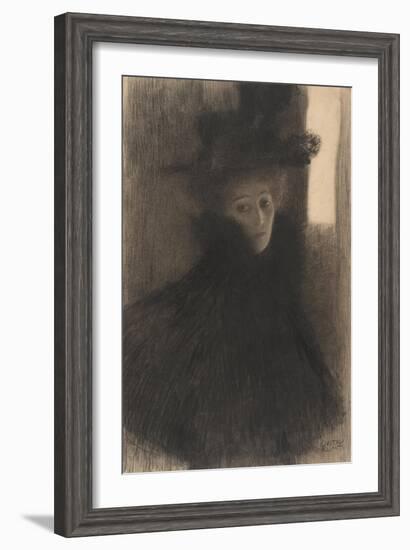 Portrait of a Lady with Cape and Hat, 1897-1898-Gustav Klimt-Framed Giclee Print