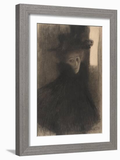 Portrait of a Lady with Cape and Hat, 1897-1898-Gustav Klimt-Framed Giclee Print