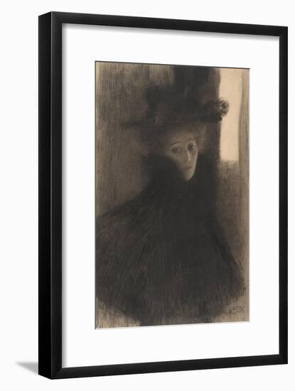 Portrait of a Lady with Cape and Hat, 1897-1898-Gustav Klimt-Framed Giclee Print