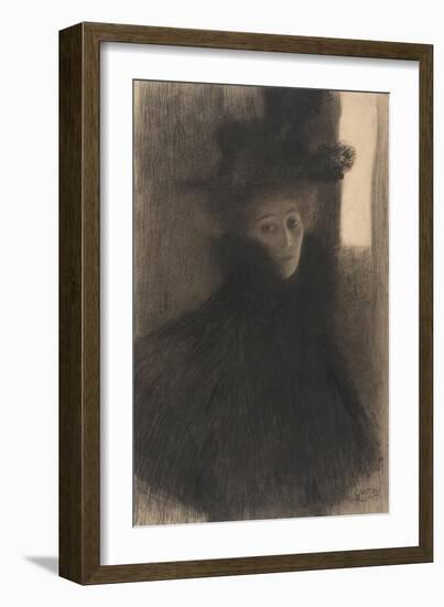 Portrait of a Lady with Cape and Hat, 1897-1898-Gustav Klimt-Framed Giclee Print