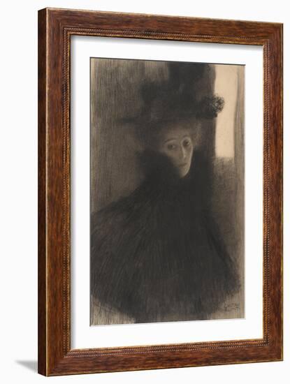 Portrait of a Lady with Cape and Hat, 1897-1898-Gustav Klimt-Framed Giclee Print