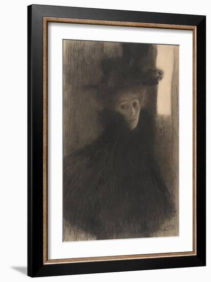 Portrait of a Lady with Cape and Hat, 1897-1898-Gustav Klimt-Framed Giclee Print