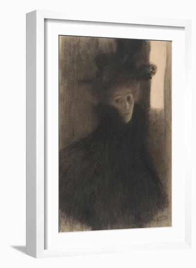Portrait of a Lady with Cape and Hat, 1897-1898-Gustav Klimt-Framed Giclee Print