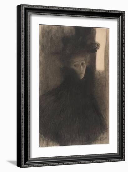 Portrait of a Lady with Cape and Hat, 1897-1898-Gustav Klimt-Framed Giclee Print