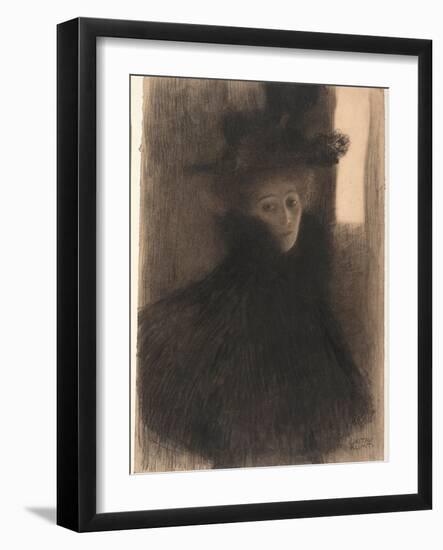 Portrait of a Lady With Cape And Hat-Gustav Klimt-Framed Giclee Print