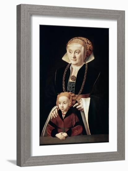 Portrait of a Lady with Daughter, C1530S-C1540S-Bartholomaeus Bruyn-Framed Giclee Print
