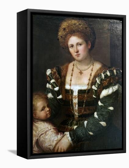 Portrait of a Lady with Her Son, Mid-1530S-Paris Bordone-Framed Premier Image Canvas