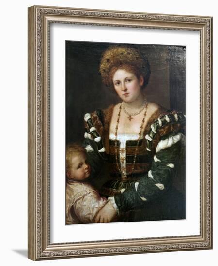 Portrait of a Lady with Her Son, Mid-1530S-Paris Bordone-Framed Giclee Print