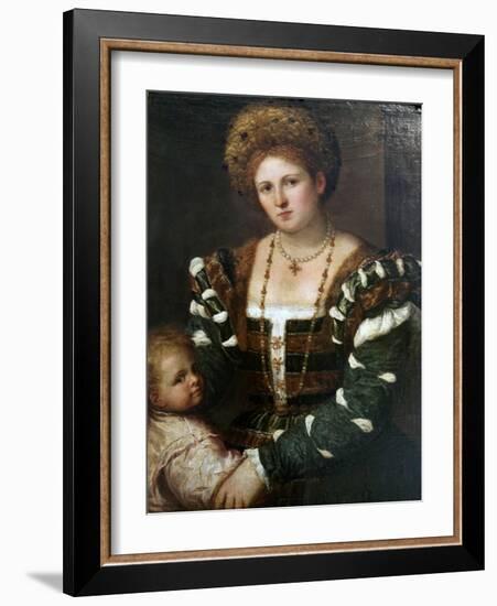 Portrait of a Lady with Her Son, Mid-1530S-Paris Bordone-Framed Giclee Print