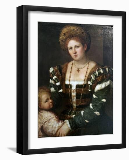 Portrait of a Lady with Her Son, Mid-1530S-Paris Bordone-Framed Giclee Print