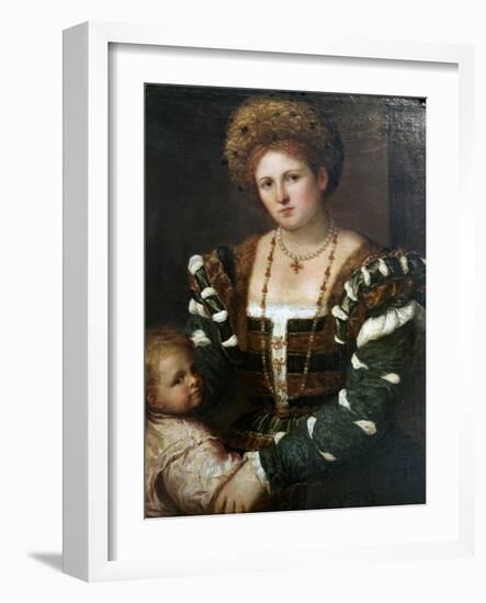 Portrait of a Lady with Her Son, Mid-1530S-Paris Bordone-Framed Giclee Print