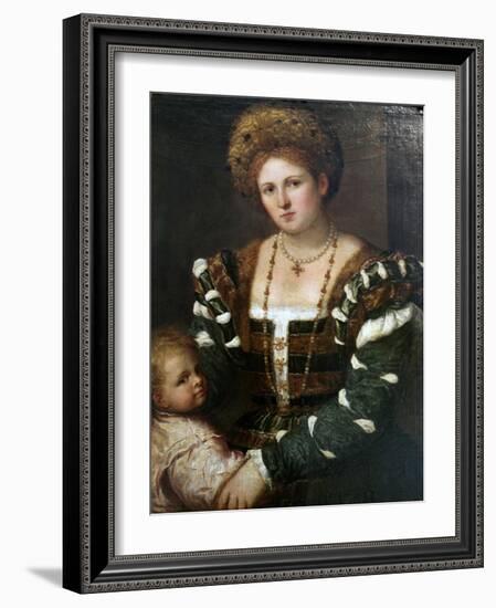 Portrait of a Lady with Her Son, Mid-1530S-Paris Bordone-Framed Giclee Print