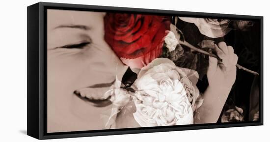 Portrait of a Laughing Woman with Roses-Alaya Gadeh-Framed Premier Image Canvas