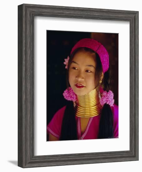 Portrait of a 'Long Necked' Padaung Tribe Girl, Mae Hong Son Province, Northern Thailand, Asia-Gavin Hellier-Framed Photographic Print