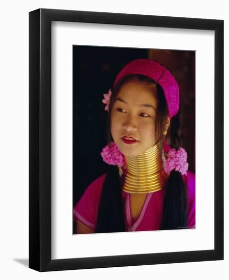 Portrait of a 'Long Necked' Padaung Tribe Girl, Mae Hong Son Province, Northern Thailand, Asia-Gavin Hellier-Framed Photographic Print