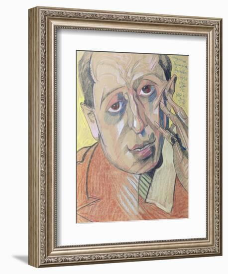 Portrait of a Man, 1924 (Pastel on Paper)-Stanislaw Ignacy Witkiewicz-Framed Giclee Print