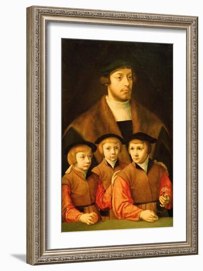 Portrait of a Man and His Three Sons, Late 1530S-Early 1540S-Bartholomaeus Bruyn-Framed Giclee Print