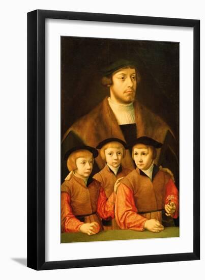 Portrait of a Man and His Three Sons, Late 1530S-Early 1540S-Bartholomaeus Bruyn-Framed Giclee Print