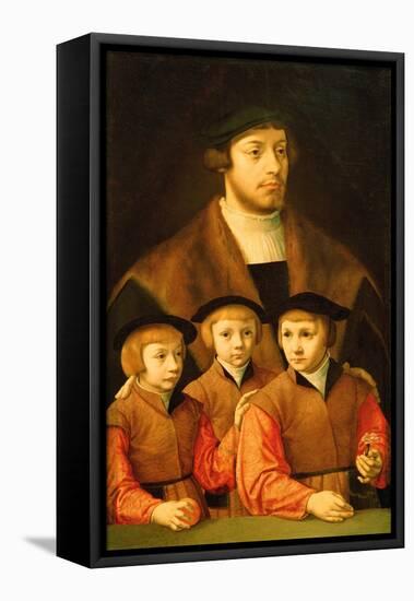 Portrait of a Man and His Three Sons, Late 1530S-Early 1540S-Bartholomaeus Bruyn-Framed Premier Image Canvas