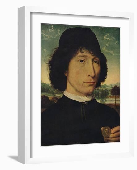 'Portrait of a man holding a coin of the Emperor Nero', 1474-Hans Memling-Framed Giclee Print