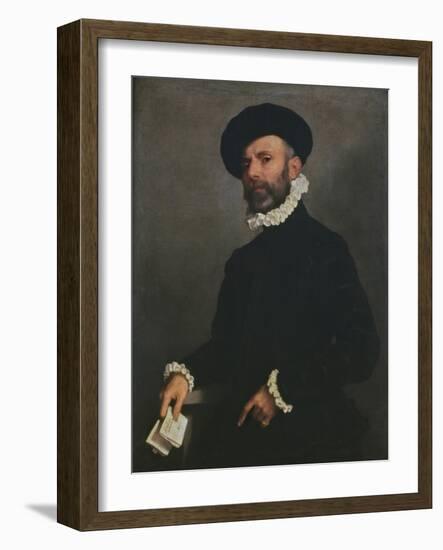 Portrait of a Man Holding a Letter, C.1570-75-Giovanni Battista Moroni-Framed Giclee Print