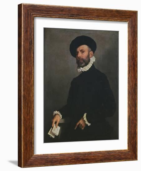 Portrait of a Man Holding a Letter, C.1570-75-Giovanni Battista Moroni-Framed Giclee Print