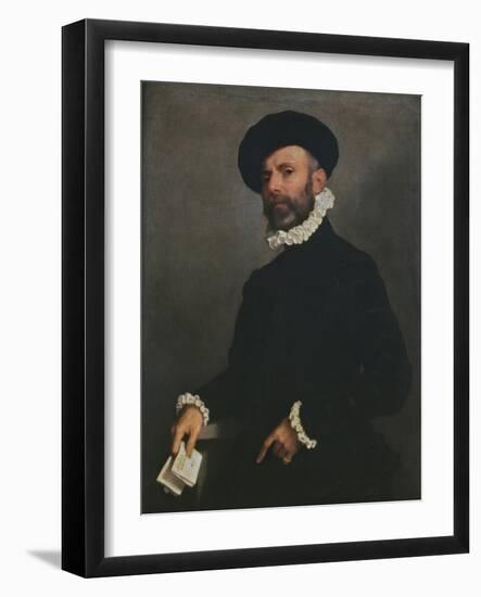 Portrait of a Man Holding a Letter, C.1570-75-Giovanni Battista Moroni-Framed Giclee Print