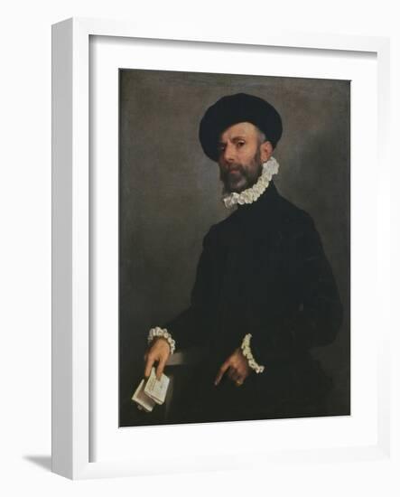 Portrait of a Man Holding a Letter, C.1570-75-Giovanni Battista Moroni-Framed Giclee Print