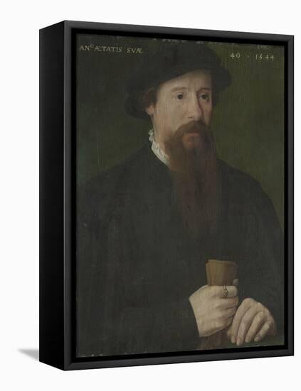 Portrait of a Man Holding His Gloves, 1544 (Oil on Wood)-Pieter Jansz Pourbus-Framed Premier Image Canvas