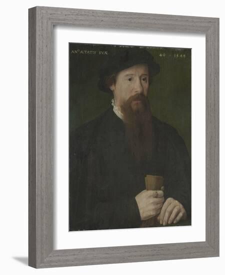 Portrait of a Man Holding His Gloves, 1544 (Oil on Wood)-Pieter Jansz Pourbus-Framed Giclee Print