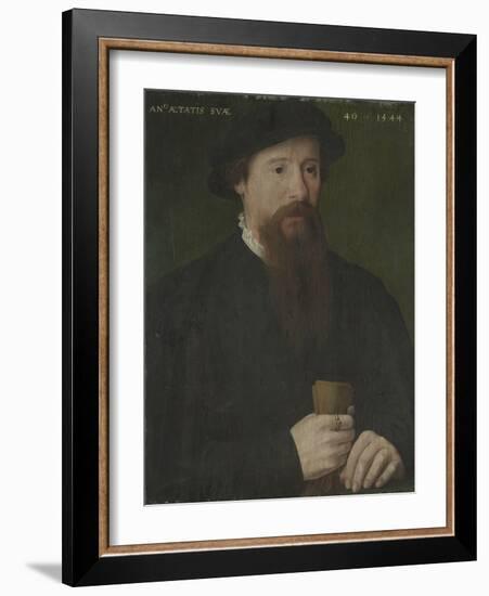 Portrait of a Man Holding His Gloves, 1544 (Oil on Wood)-Pieter Jansz Pourbus-Framed Giclee Print