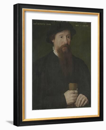 Portrait of a Man Holding His Gloves, 1544 (Oil on Wood)-Pieter Jansz Pourbus-Framed Giclee Print