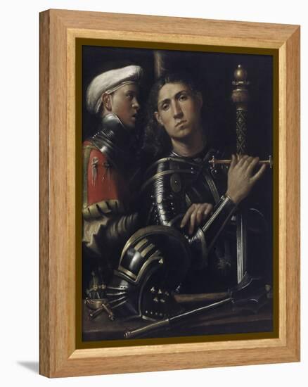 Portrait of a Man in Armor with His Page-Giorgione-Framed Premier Image Canvas