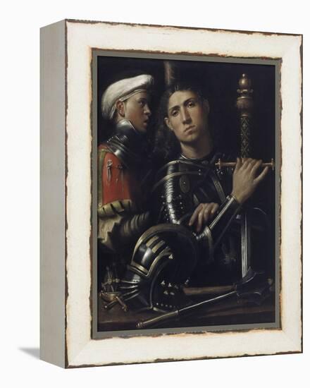 Portrait of a Man in Armor with His Page-Giorgione-Framed Premier Image Canvas