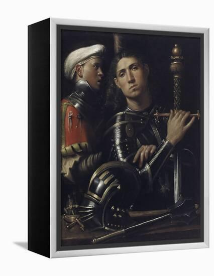 Portrait of a Man in Armor with His Page-Giorgione-Framed Premier Image Canvas