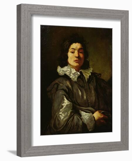 Portrait of a Man (Oil on Canvas)-Claude Vignon-Framed Giclee Print