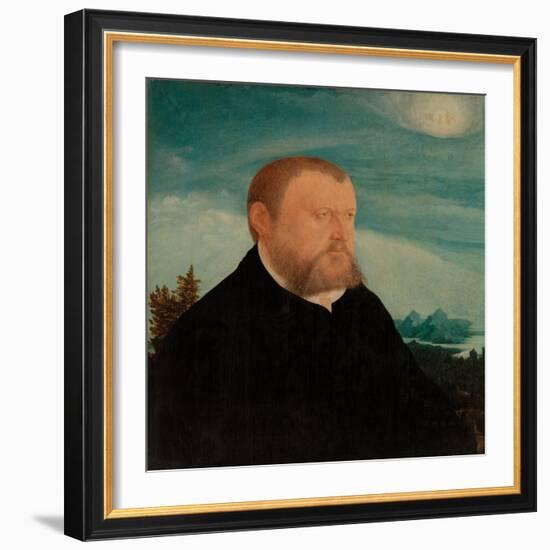 Portrait of a Man (Oil on Panel)-Wolf Huber-Framed Giclee Print