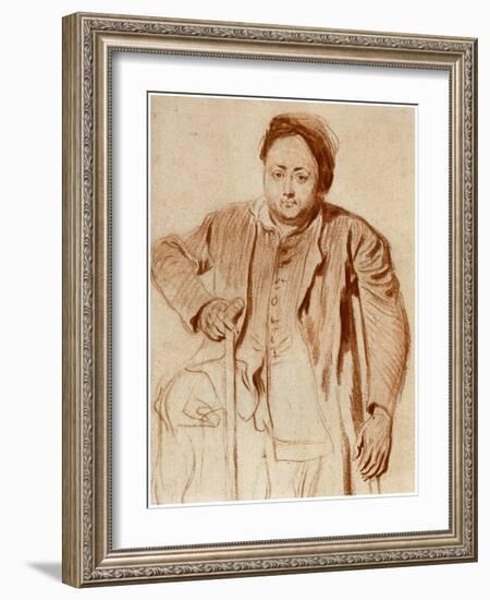 Portrait of a Man on Crutches, C1710-Jean-Antoine Watteau-Framed Giclee Print