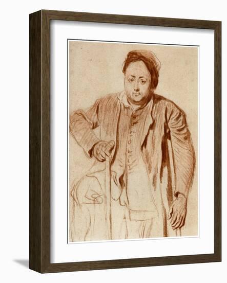 Portrait of a Man on Crutches, C1710-Jean-Antoine Watteau-Framed Giclee Print