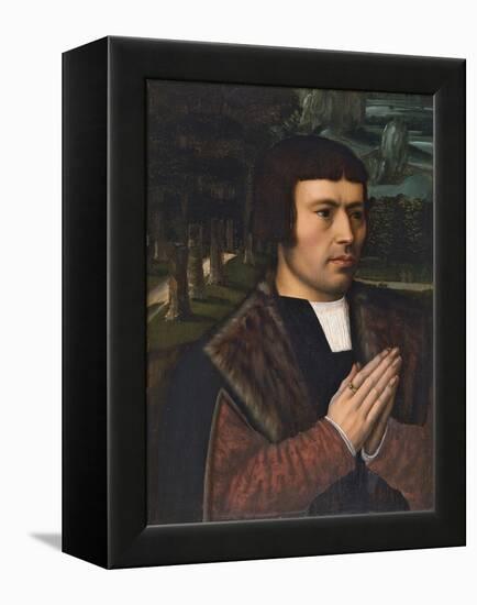 Portrait of a Man Praying-Ambrosius Benson-Framed Premier Image Canvas