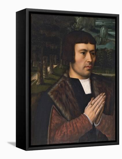 Portrait of a Man Praying-Ambrosius Benson-Framed Premier Image Canvas