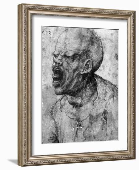 Portrait of a Man Shouting-Leonardo da Vinci-Framed Photographic Print