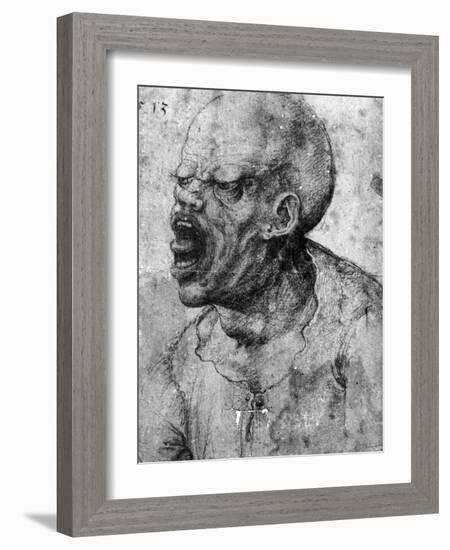 Portrait of a Man Shouting-Leonardo da Vinci-Framed Photographic Print